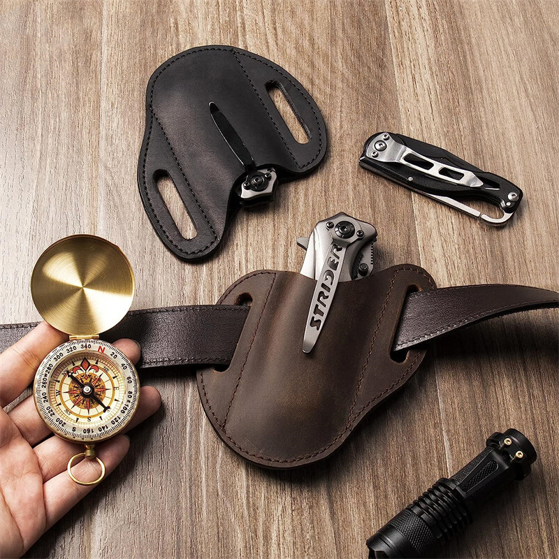 Edc Carry Belt - Funda de cuero genuino para soporte
